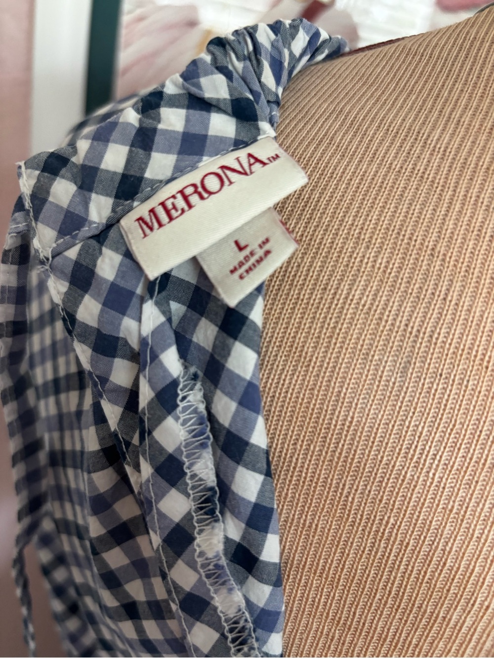 Merona Navy and White Gingham Midi Dress - Picture 7 of 8